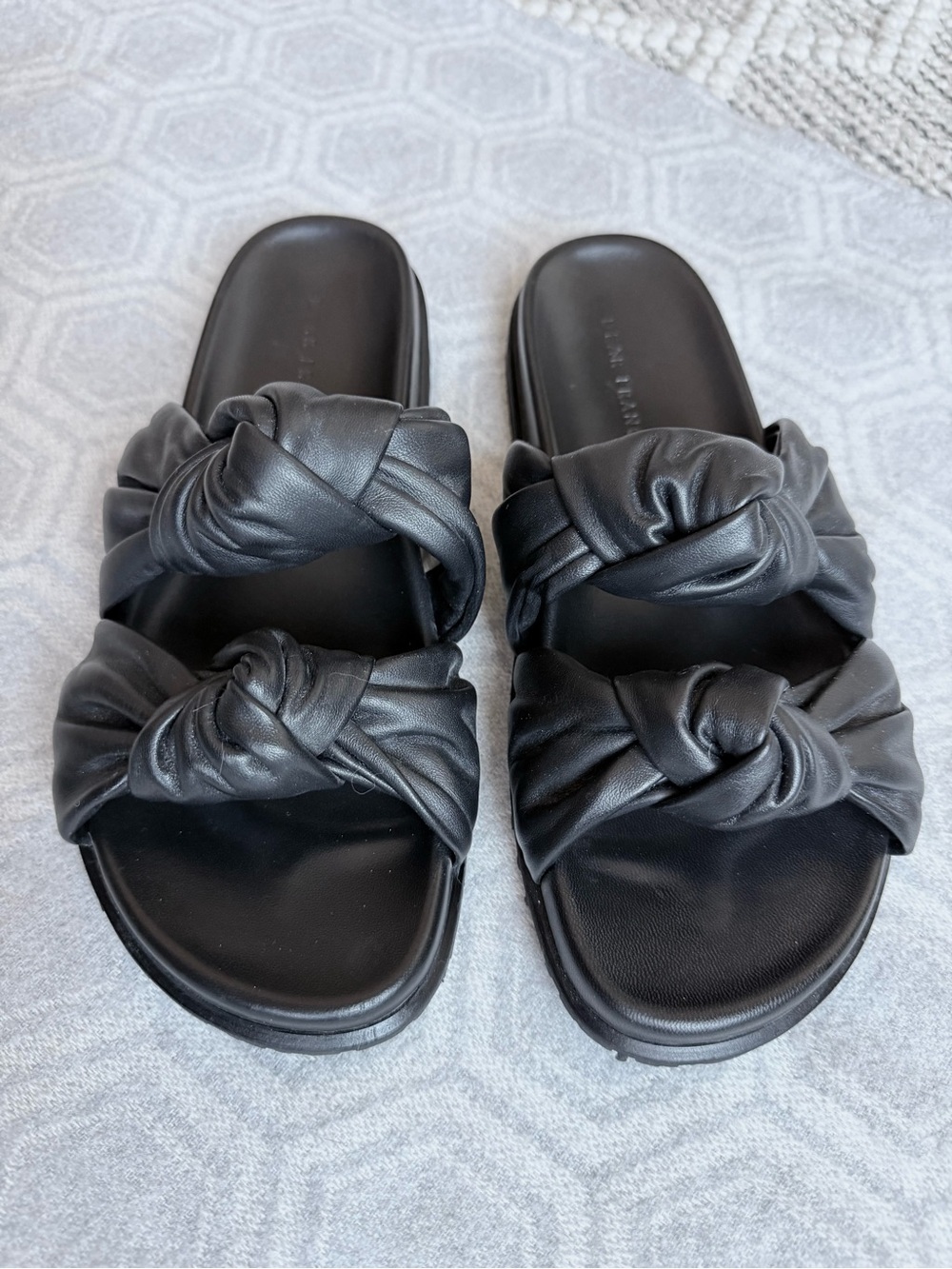 Dear Frances Tye Slide Knot Sandals Leather Black Women’s EU 39 Italy Luxury